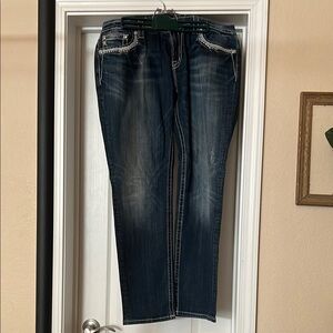 Miss Me Blue Straight Leg Jeans with Natural Fading